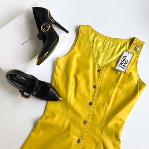 Gianni Versace • RARE vintage leather yellow dress